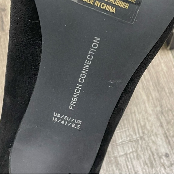 French Connection Scallop Women's Pumps Pointed Toe Heels Black Suede Sz 10 NEW - Picture 6 of 9